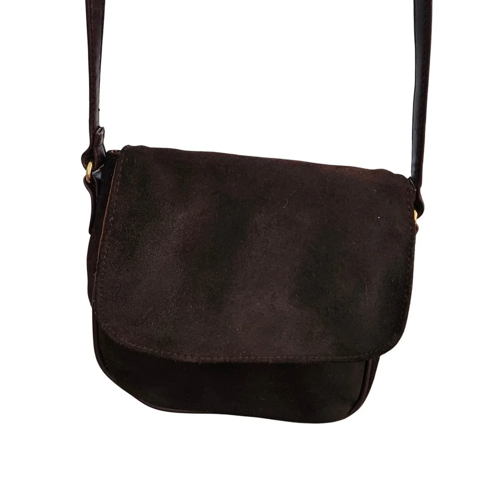 Valerie Stevens Vintage Classic Brown Suede‎ flap crossbody bag 7